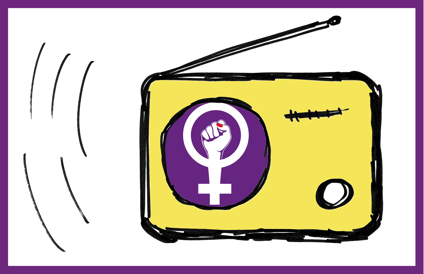 Zeichnung eines Frauen*streik-Radios